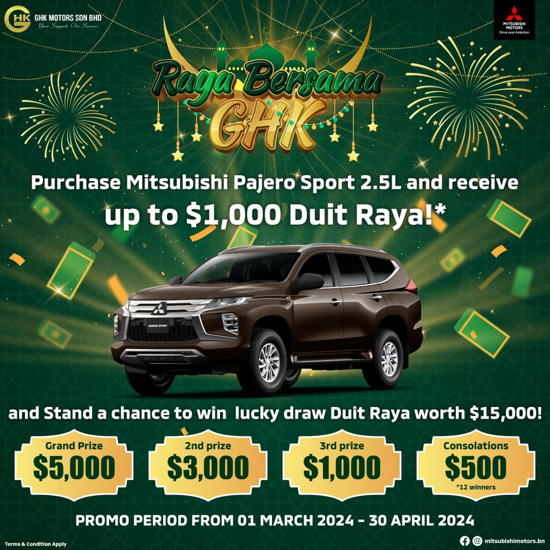 Mitsubishi Brunei | Purchase Mitsubishi Pajero Sport 2.5L and receive up to $1,000 Duit RAYA!*