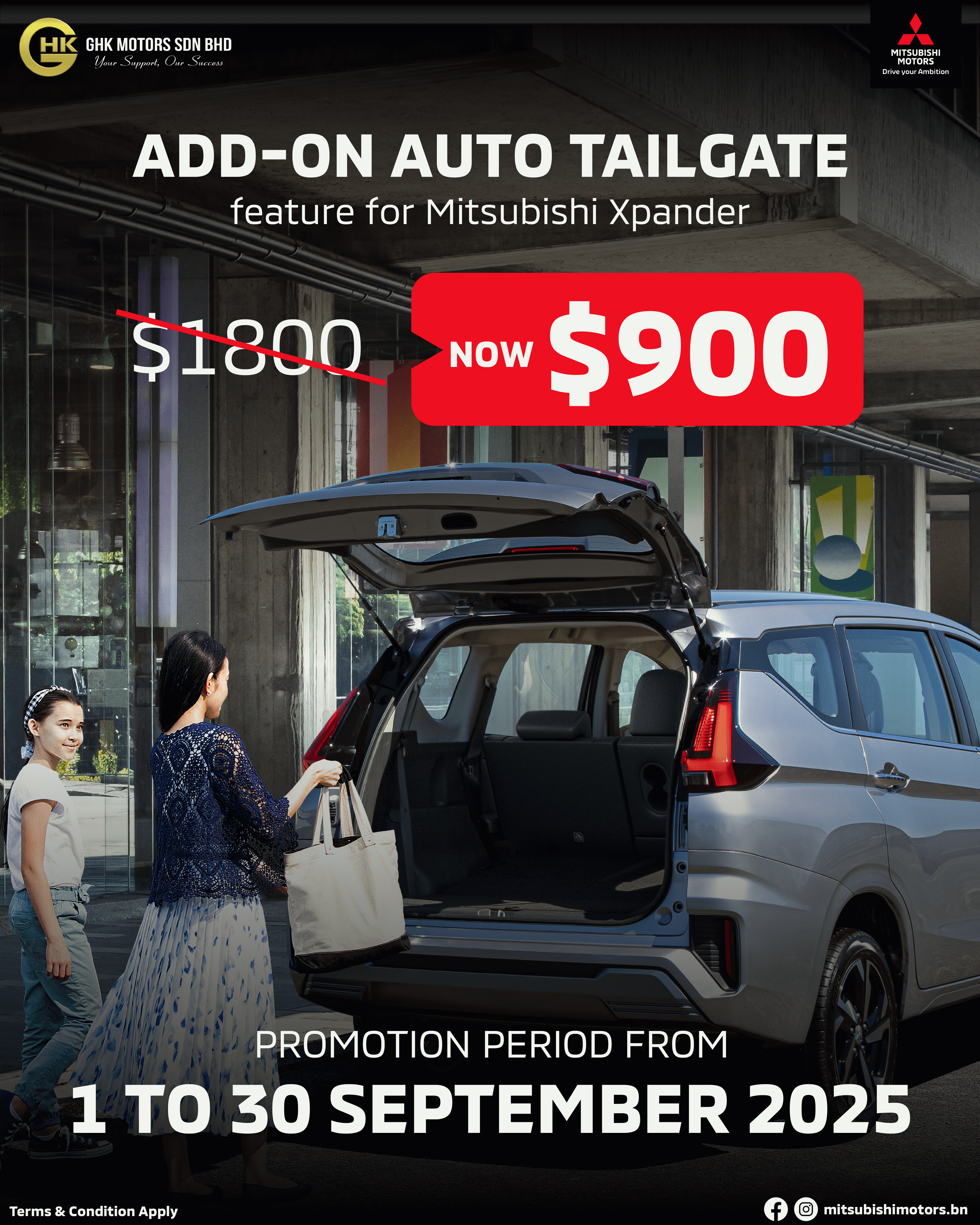 Mitsubishi Brunei | Xpander Upgrade Deal: Auto Tailgate for Only $900 + FREE Window Tint!