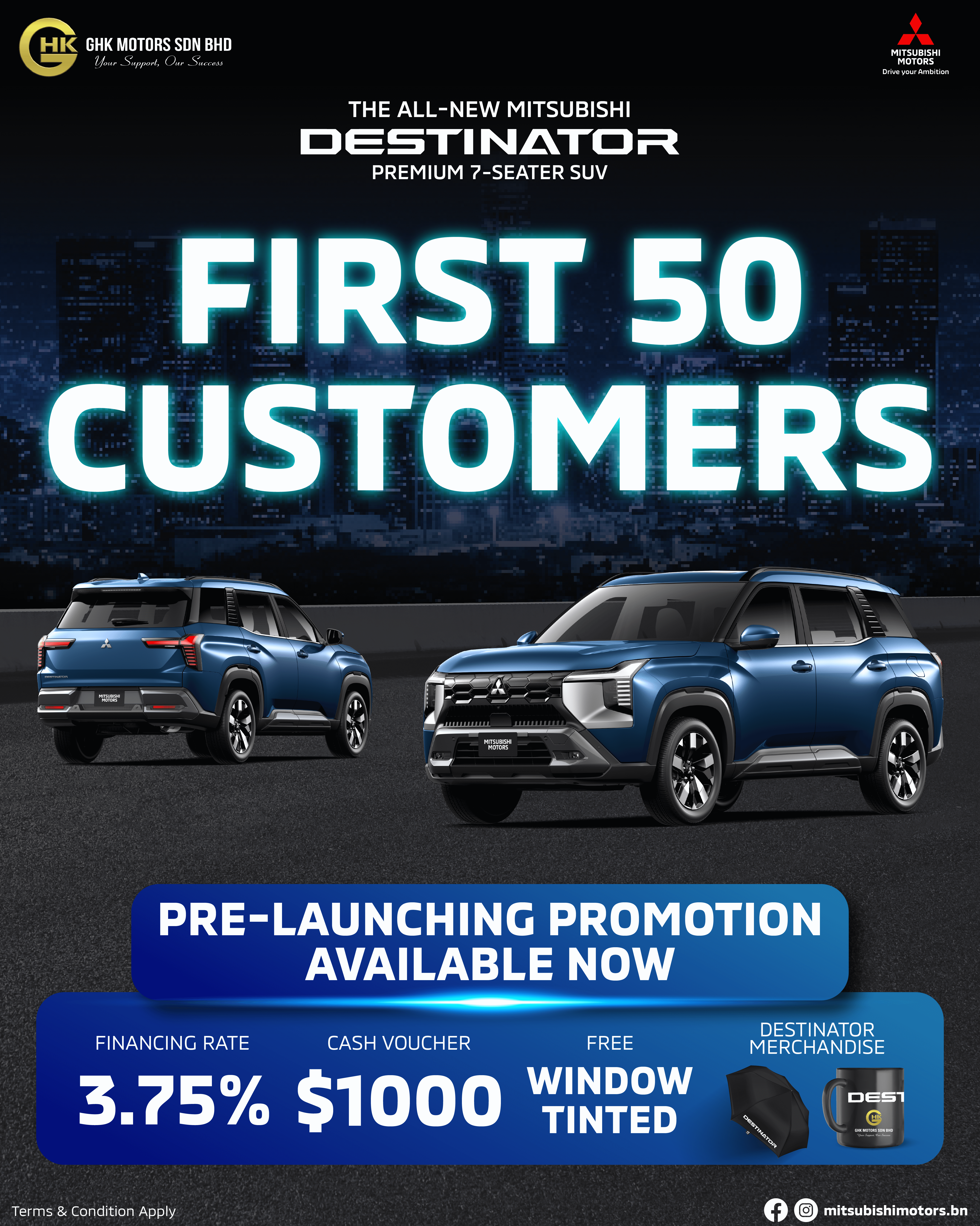 Mitsubishi Brunei | Introducing the All-New Mitsubishi Destinator – The Premium 7-Seater SUV Built for Every Journey.