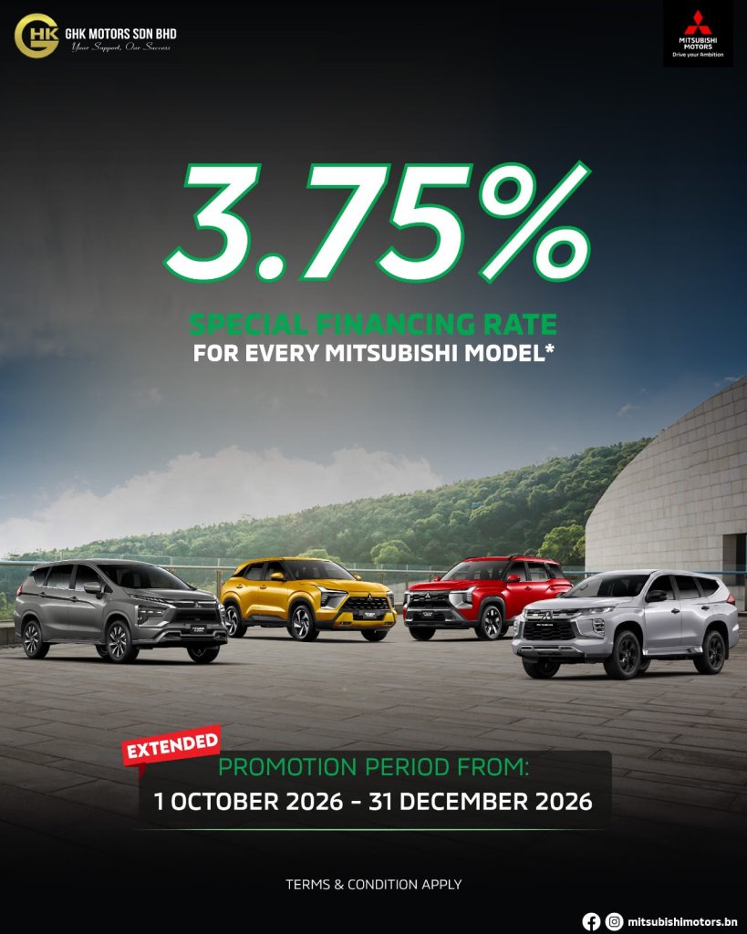 Mitsubishi Brunei | Extended Promo: 3.75% Hire Purchase Rate on All Mitsubishi Models